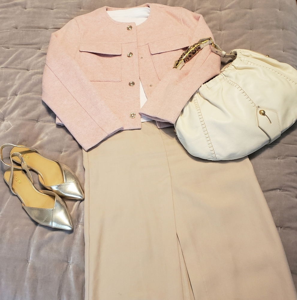 Mango Beige Midi Pencil Skirt
